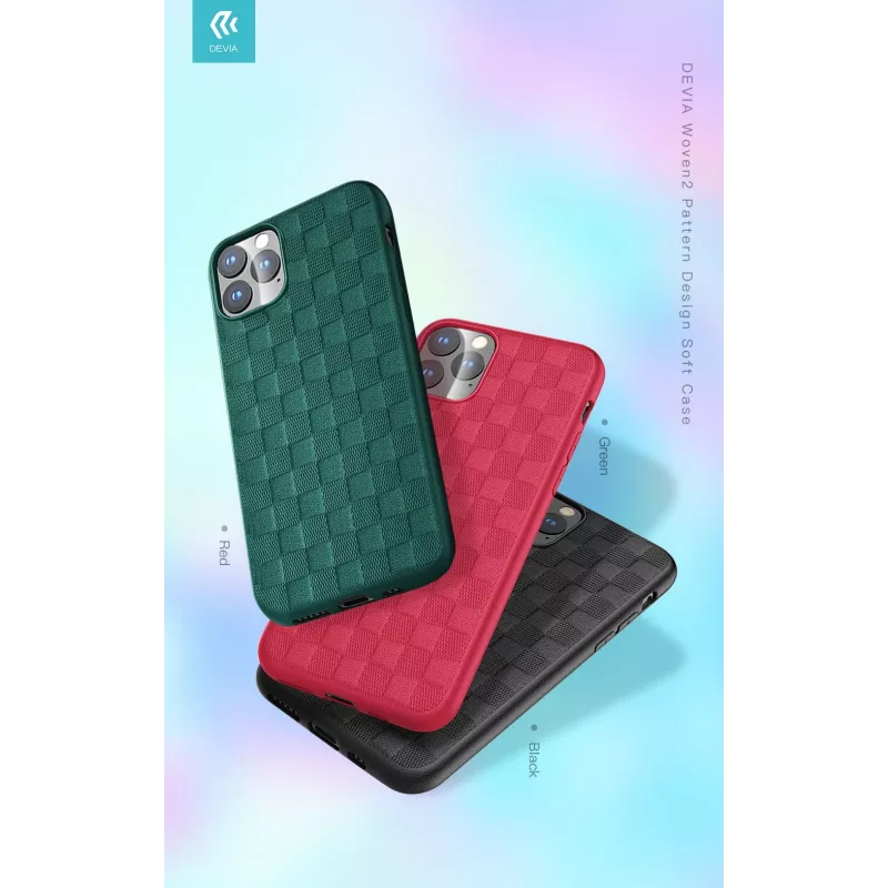 Weiche Hülle Devia Woven2 für iPhone 11 Pro, gewebte strukturierte Schutzhülle, rot
