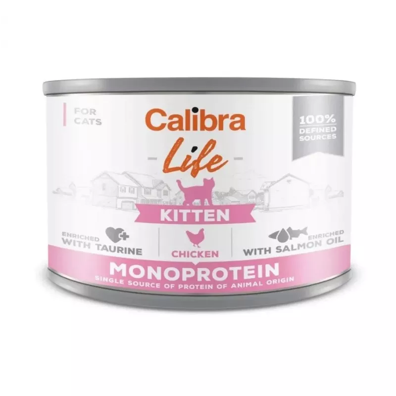 Nassfutter für Katzen Calibra Cat Life Kitten Huhn 200-g-Beutel, Alleinfuttermittel für Jungkatzen