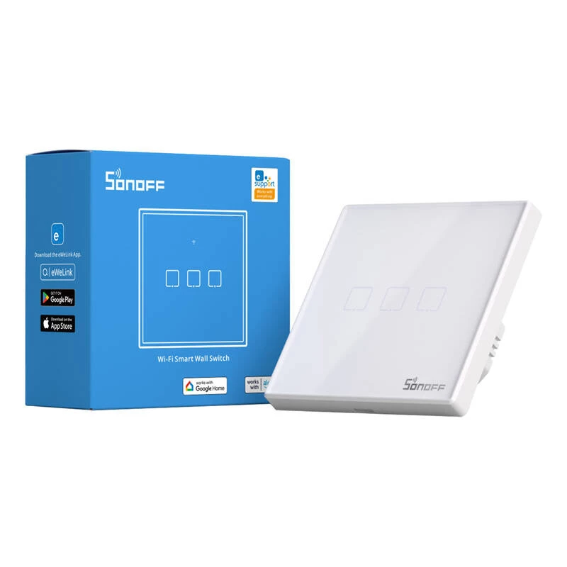 Wandmontierter smarter Lichtschalter Sonoff T2 EU TX 3-Kanal Wi‑Fi + RF 433 Steuerung