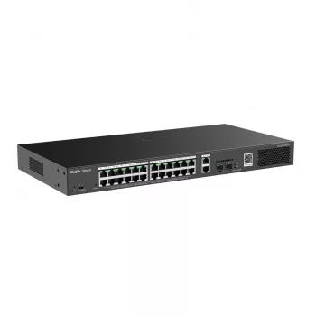 Managed Switch RUIJIE RG-ES228GS-P — 26x Gigabit RJ-45, 24x PoE-Ports, 370W PoE-Budget, 2x SFP, Metall-Rackmontage