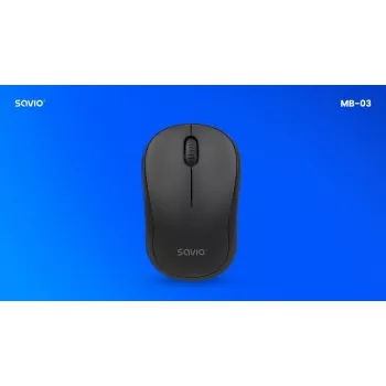 Kabellose Maus SAVIO MB-03, Bluetooth-Schnittstelle, 1000 DPI, Batterie AA, 99×60×39 mm, 51 g, Empfänger im Lieferumfang