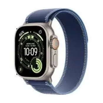 Smartwatch Apple Watch Ultra 3 GPS + Cellular 49 mm Natural Titanium mit Blue Bright Trail Loop