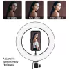 Maclean MCE610 10 12W LED Ring Light mit Stativ und Bluetooth-Auslöser, 3 Farben, 10 Helligkeitsstufen, 10% -100% einstellbare Helligkeit, 160 LED, Smartphone-Halter, Beleuchtungslicht