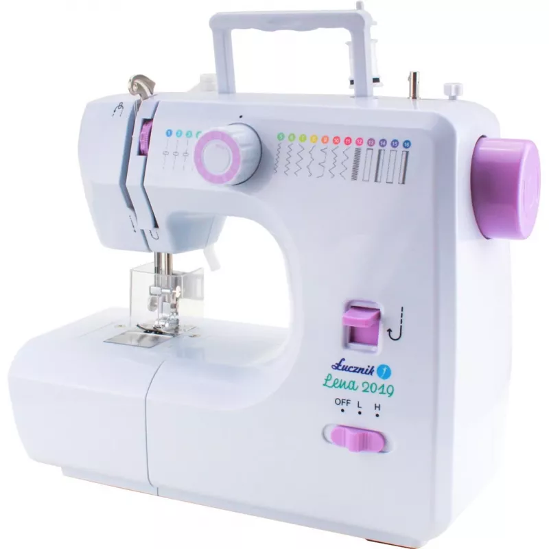 Mechanische Nähmaschine Lucznik Lena 2019 — einfaches mechanisches Modell, 16 Programme, 24 W, Freiarm, 4-Schritt-Knopfloch