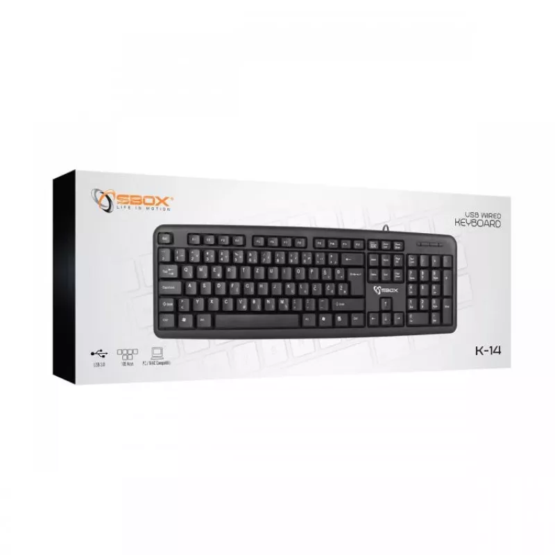 Sbox Tastatur Kabelgebunden USB K-14 US