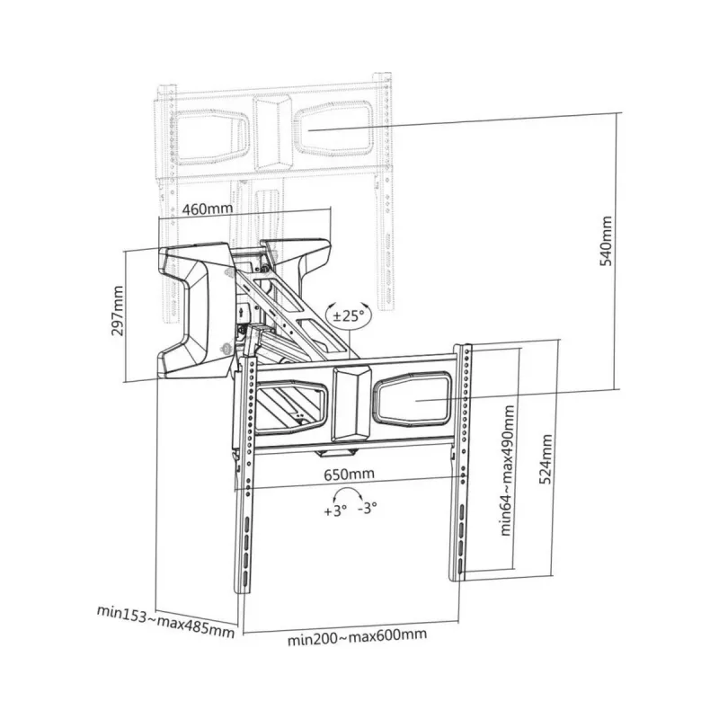 Wandhalterung MACLEAN MC-891 für TV VESA 600x400, neigbar, höhenverstellbar, max. Belastung 35 kg