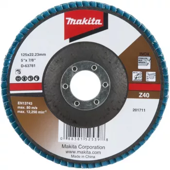 Makita - Schleifscheibe - für Metall, Edelstahl, Nichteisenmetall - 125 mm - Körnung: Z40 (D-63781)