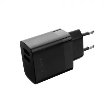 Festes Dual-USB-Reiseladegerät FIXC17N-2U-BK, 17 W, tragbarer USB-Netzadapter, schwarz