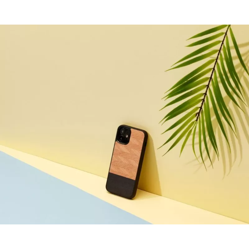Schutzhülle Man and Wood für iPhone 12 mini Herringbone Nero Schwarz