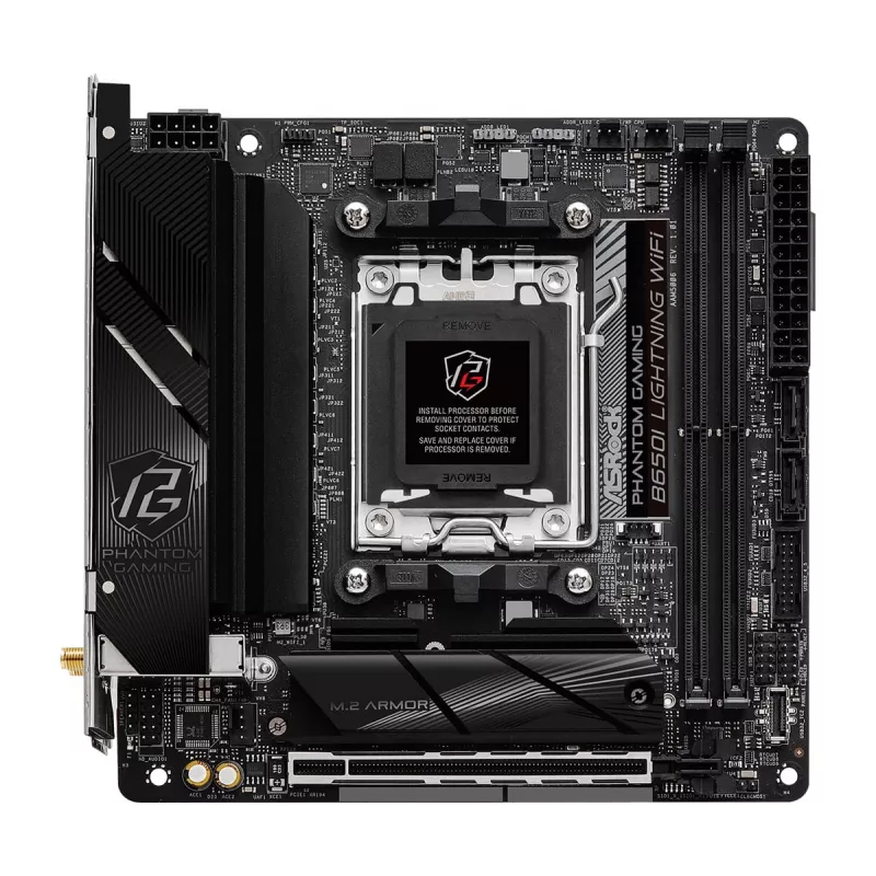 Mini-ITX-Mainboard ASRock B650I Lightning WiFi — AMD B650, Sockel AM5, DDR5, 2 DIMM (max. 96 GB), Wi‑Fi 6E, 2,5Gb LAN