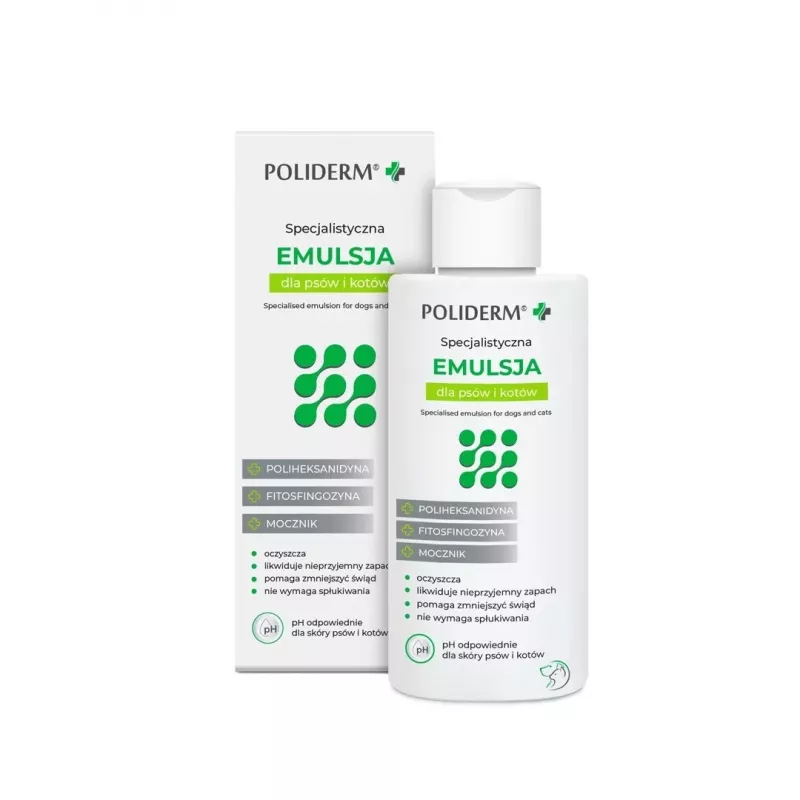 Conditioner JM Sante Poliderm 140 ml — Emulsion für entzündungsanfällige Haut von Hunden und Katzen, juckreizlindernd, Schuppenpflege