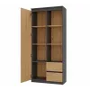 Top e Shop RS-80 BILY Bücherregal, anthrazitfarbener Rahmen, Artisan-Eiche-Tür, 7 Regale, 2 Schubladen, 1800×800×350 mm