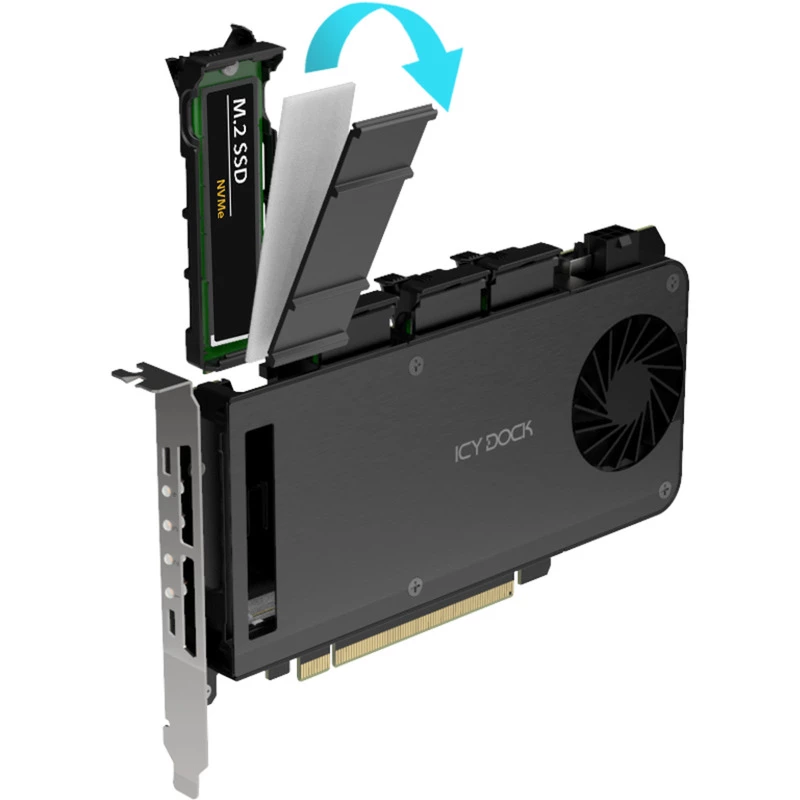 Adapterkarte 4 x M.2 NVMe SSD Mobile Rack, Icy Dock MB204MP-B