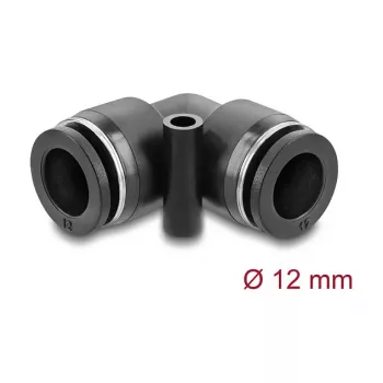 Pneumatikanschluss DELOCK 12 mm 90° gewinkelt mit Montageloch, Innengewinde, Metall/Kunststoff, Länge 39,5 mm