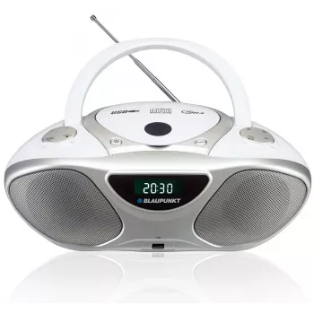 CD-Recorder BLAUPUNKT BB14WH — CD-Recorder mit MP3-Wiedergabe, USB, LCD, Uhr, 2x1 W Lautsprecher, Silber/Weiß