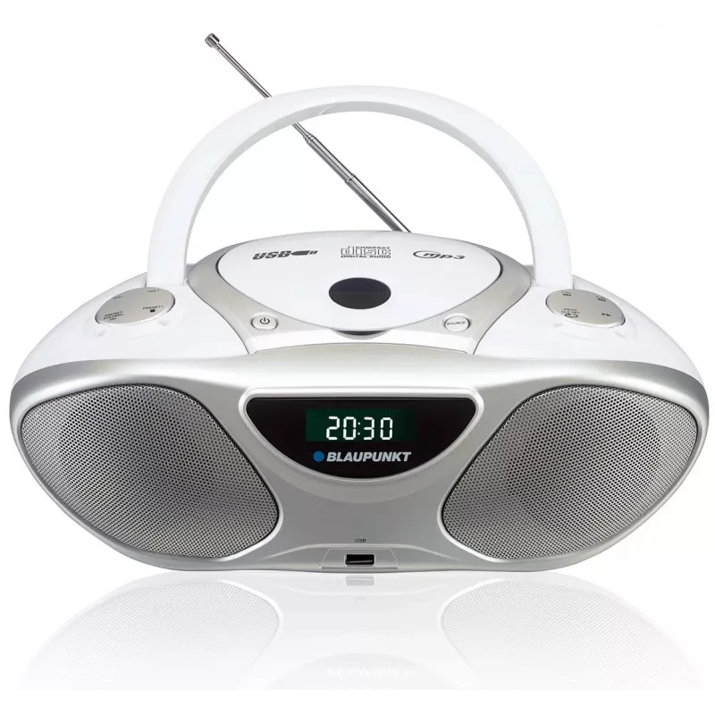 CD-Recorder BLAUPUNKT BB14WH — CD-Recorder mit MP3-Wiedergabe, USB, LCD, Uhr, 2x1 W Lautsprecher, Silber/Weiß