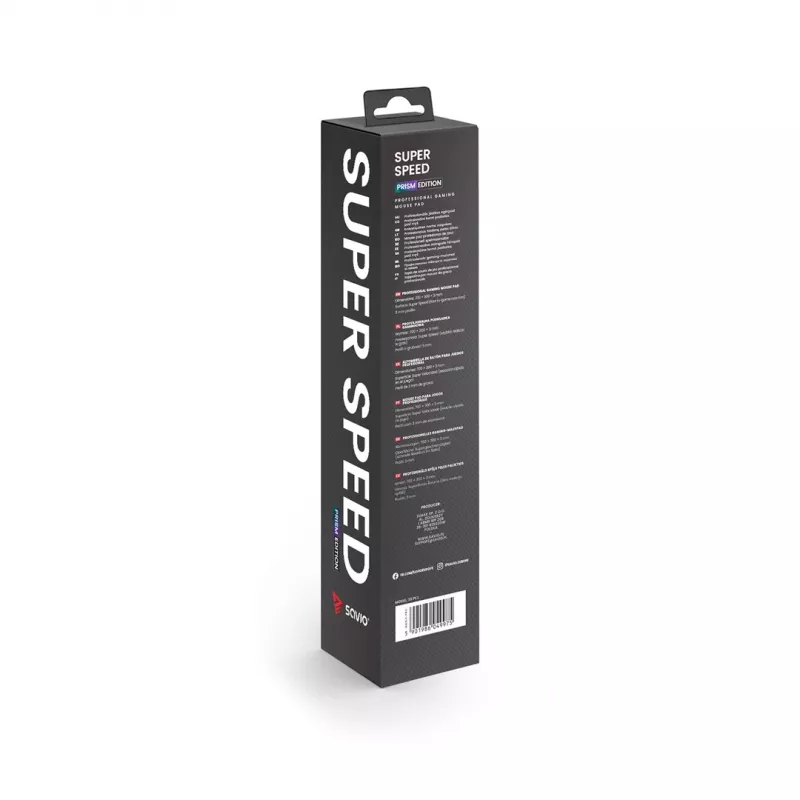 Gaming-Mauspad SAVIO Super Speed L Prism Edition — 700×300×3 mm, lila, genähte Kanten, rutschfeste Unterseite