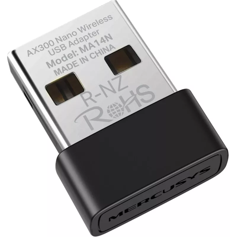 USB-WLAN-Adapter MERCUSYS MA14N — USB Typ A, 2,4 GHz Single-Band, bis zu 287 Mbit/s, Schwarz