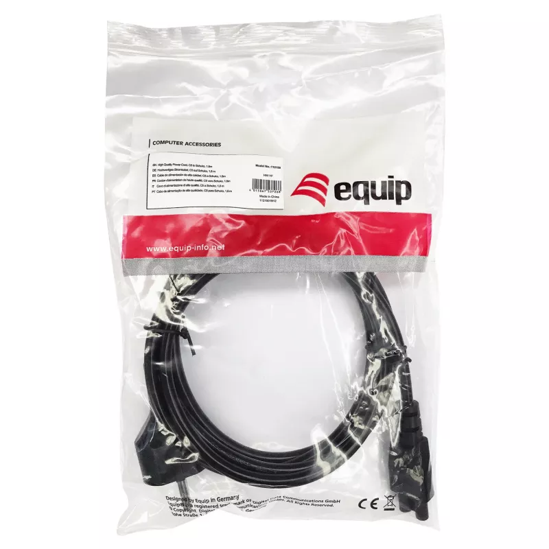 Equip High Quality Netzkabel, C5 auf Schuko