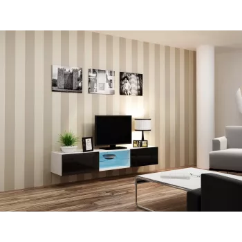 Cama TV-Ständer VIGO GLASS 30/180/40 weiß/schwarz glänzend