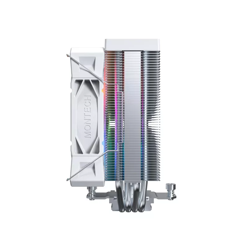 Luftkühler Montech NX400 ARGB 120 mm Weiß — 270 W TDP, FDB, 156×74×120 mm