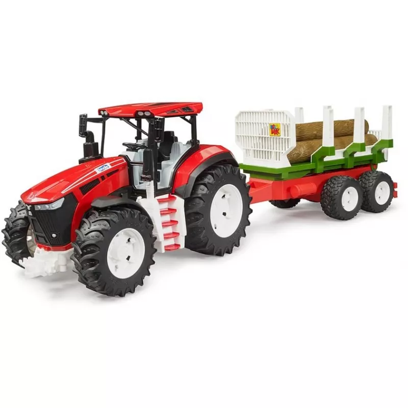 BRUDER Traktor mit Holzanhänger BR-03453 – Mechanisches Spielzeug, kompatibel mit Bruder-Figuren