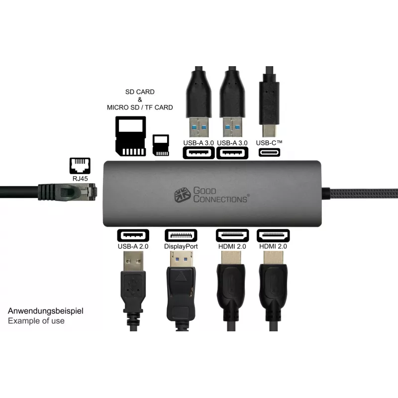 Alcasa HUB-C001A Interface-Hub USB Typ-C 5000 Mbit/s Anthrazit