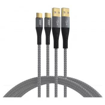 EFB Elektronik USB-A auf USB-C Kabelset 60W QC 3A 2x3m Grau - Digital/Daten (USB-AC-00009)