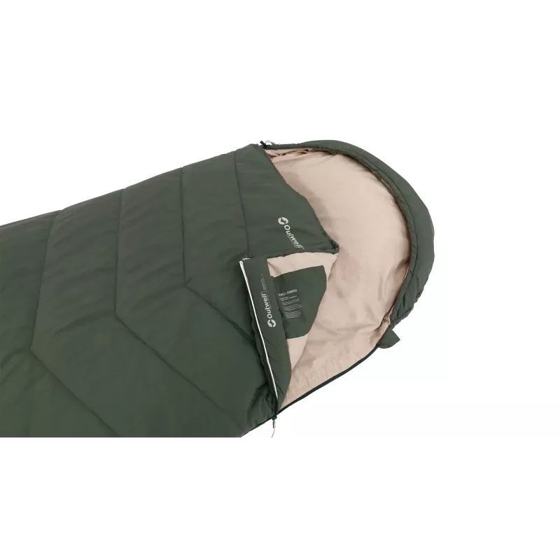 Halbrechteckiger Schlafsack Outwell Caldera Lux — Polyester, 800 mm breit, 2200 mm lang, maximale Körpergröße 190 cm, Grün