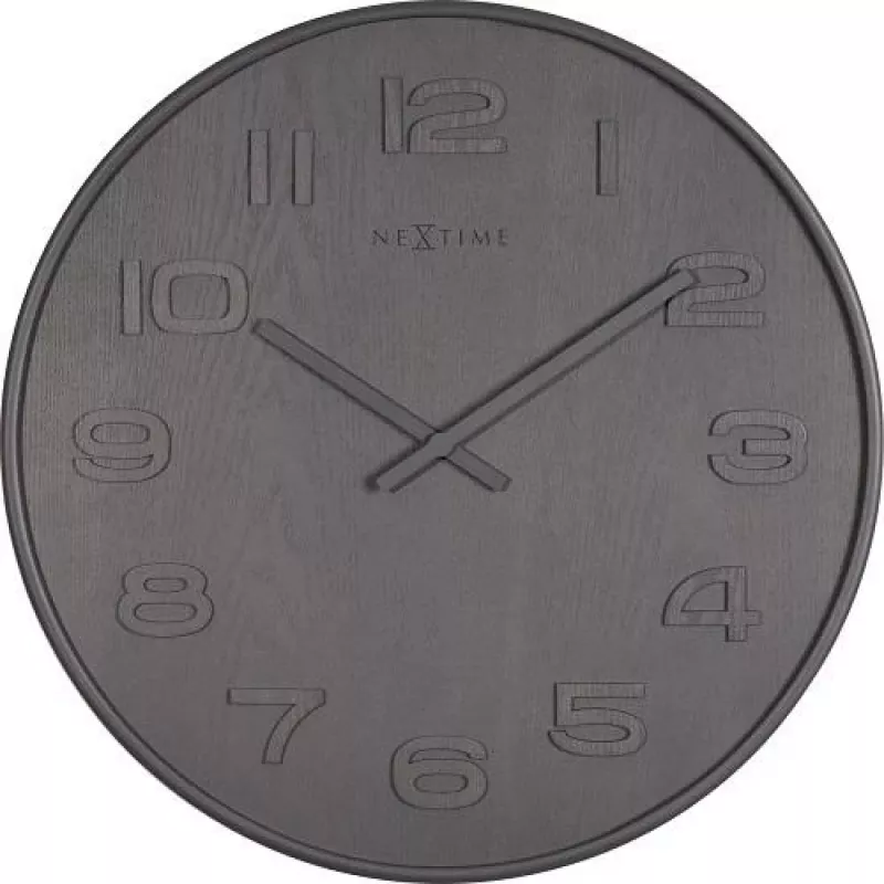 NeXtime klok 3095gs Wood Wood Big, Ø52,8 cm, Wand, Grau