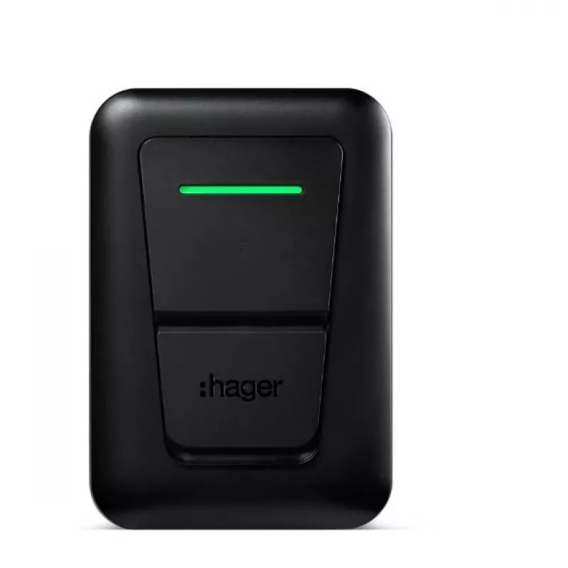 Wandmontierte EV-Ladestation Hager witty one 11 kW 3-phasig mit Typ-2-Stecker, RFID, Bluetooth, 4,5 m Kabel, IP55, IK10