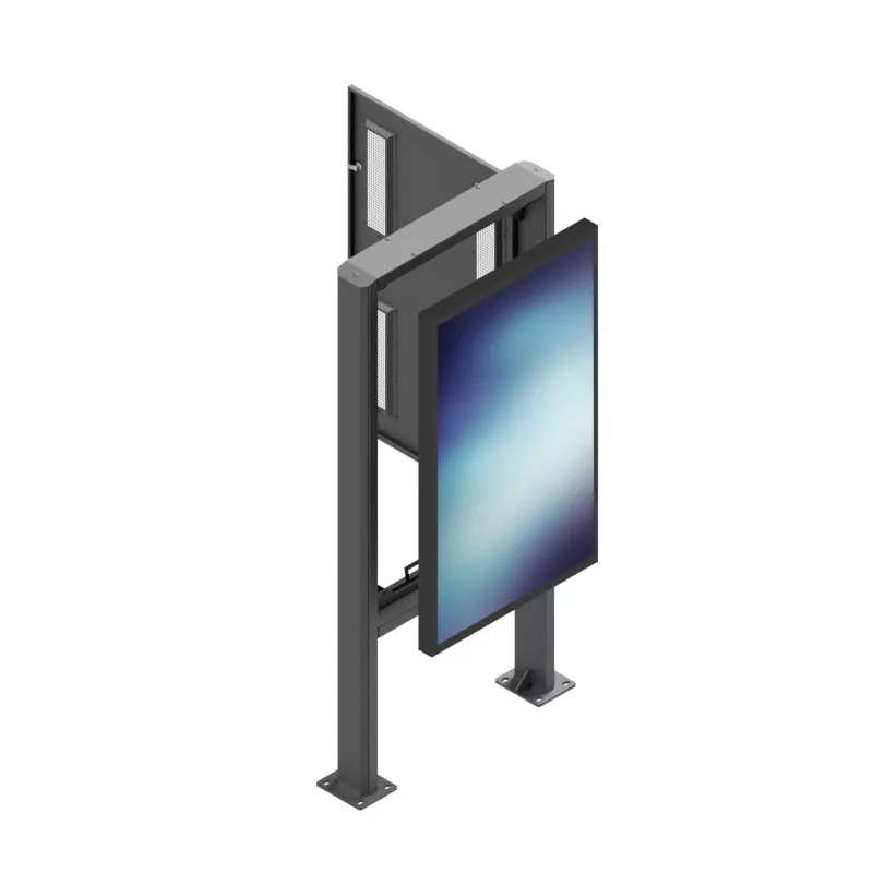 Edbak POK101 Stahlgehäuse für Digital Signage Display, Schwarz, Hochformat 862x200x1981mm