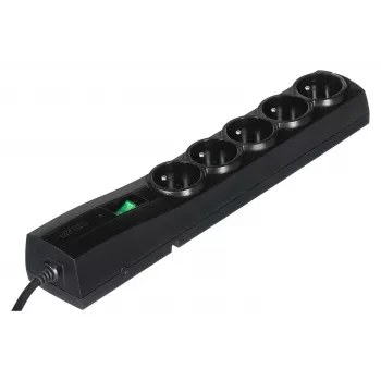 Power strip EVER CLASSIC 5-Steckdosen 3 m Kabel 250 V 10 A mit Überspannungsschutz (175 J) Schwarz