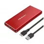 SSD-Gehäuse QOLTEC 51831 USB 3.0 für M.2 SATA-Laufwerke bis zu 2 TB, rot, unterstützt 30 mm Länge, bis zu 4 Laufwerke