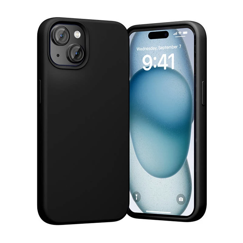 Silikonhülle Vention KUFB0-20 für iPhone 15 Plus — Schwarz, schlanke Schutzhülle