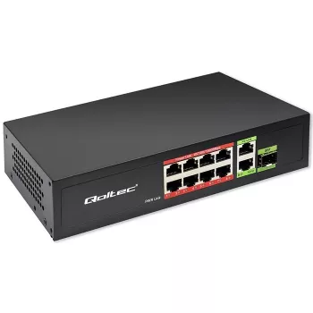 Ethernet Switch QOLTEC 52297 PoE RJ45 mit PoE-Uplink und SFP-Port