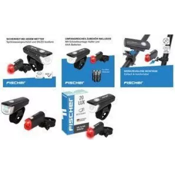 FISCHER FAHRRAD LED batteriebetriebenes Fahrradlicht-Set schwarz 50760