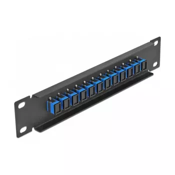 Fiber Optic Patch Panel DeLOCK 10 Zoll 12 Port SC Simplex blau 1U schwarz