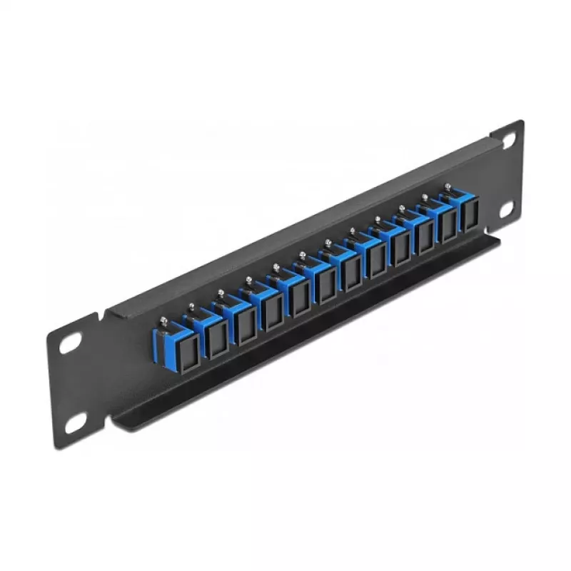 Fiber Optic Patch Panel DeLOCK 10 Zoll 12 Port SC Simplex blau 1U schwarz