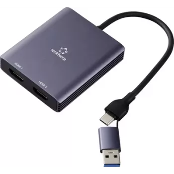 Renkforce RF-6418198 USB-C HDMI Adapter[1x USB-A - 2x] Grau 4K UHD 15 (RF-6418198)