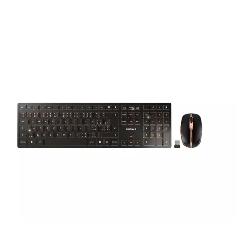 CHERRY DW 9100 SLIM Tastatur Maus inklusive Universal RF Wireless + Bluetooth Tschechisch, Slowakisch Schwarz