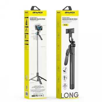 Selfie-Stick Awei X56 Aluminium schwarz – ausziehbarer Handgriff für Smartphones
