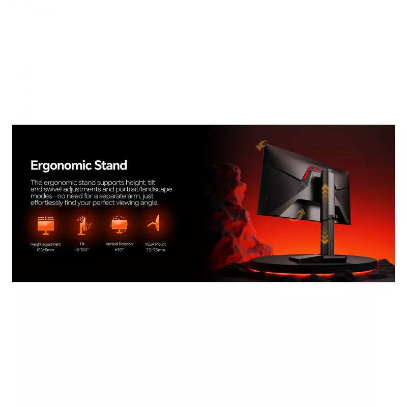 Computermonitor Koorui G2722P 27 Zoll (68,6 cm) Quad HD 2560×1440, 1 ms, 16:9, VESA, höhenverstellbar — Schwarz
