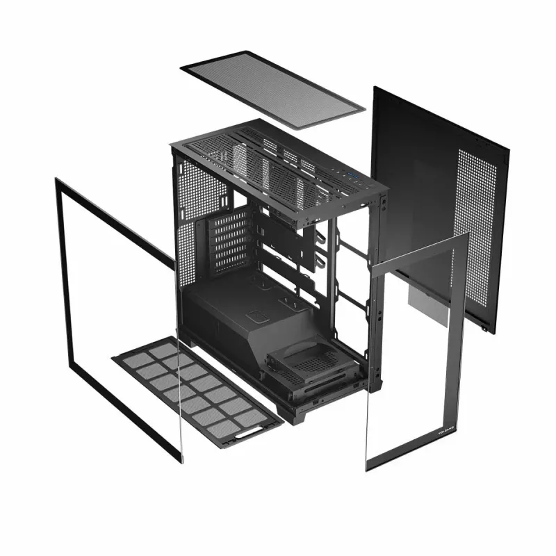 PC-Gehäuse MODECOM Volcano Stellar NF ATX Midi Tower, gehärtetes Glas, schwarz, unterstützt ATX/micro ATX, GPU bis 420 mm, CPU-Kühler 175 mm