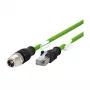METZ CONNECT - Netzwerkkabel - 8-polig M12-X (M) auf RJ-45 (M) - 2,0m - Geschirmt - CAT 6a - Geschirmt, Rastnasenschutz, Litzendraht - Grün (142M2X15020)