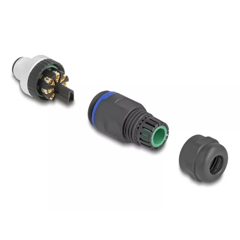 DeLOCK M12 Steckverbinder A-codiert 8-polig Stecker Schraubanschluss