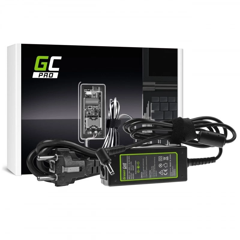 Netzteil Grün Cell AD40P 45W für Laptops, 19V 2.37A, AC-to-DC, 100–240V Eingang, schwarz