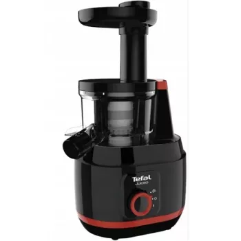 Slow Juicer Tefal Juiceo ZC150 – 150 W, 4,5 cm Einfüllschacht, 0,8 l Saft- und Tresterbehälter, 80 RPM, Schwarz/Rot