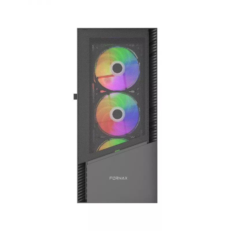 PC-Gehäuse GEMBIRD Fornax 4300 Midi Tower ATX, gehärtetes Glas, 2x 3,5-Zoll-Einschübe, 3x 2,5-Zoll-Einschübe, ARGB-Lüfterunterstützung, USB 3.2 Gen1