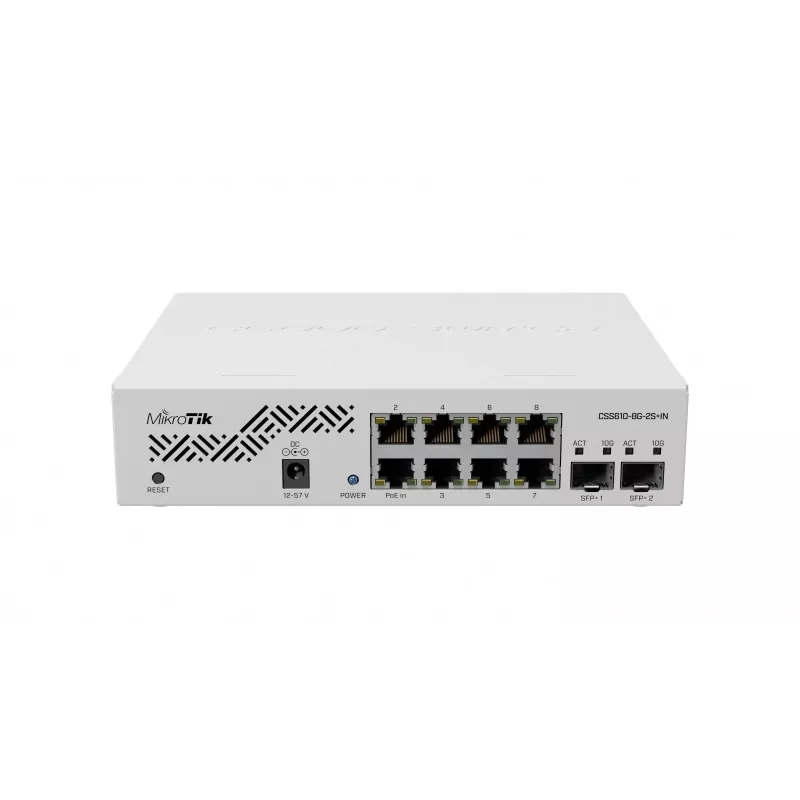 Netzwerk-Switch MikroTik CSS610-8G-2S+IN — 8x Gigabit RJ-45, 2x SFP+ 10G, PoE, 12–57V Eingang